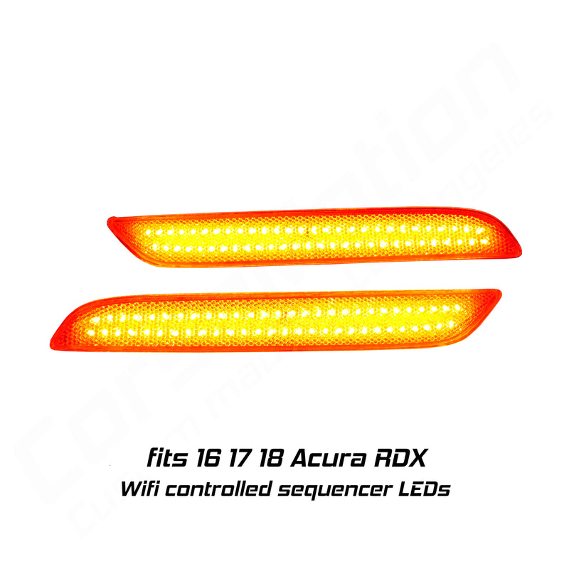 Wifi Sequencer LED rear bumper reflectors for Acura RDX, 16 17 18