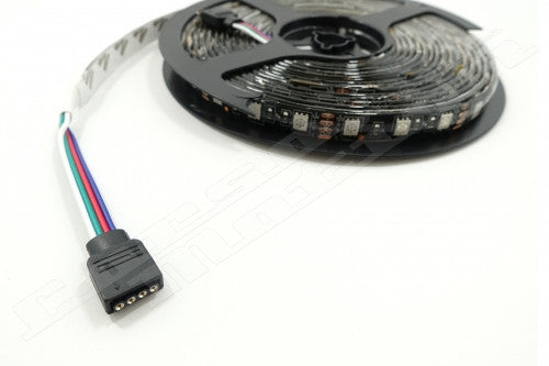 5 Meter 5050 RGB LED Strip Light With 300 LEDs - Indoor, Black PCB, Controller & Power Supply
