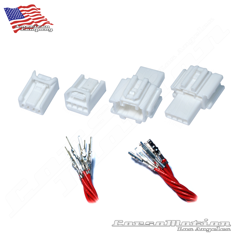 Set Male Female 4P 060M 060F WHITE Plugs with wired terminals, Honda taillights harness | 2x Male, 2x Female