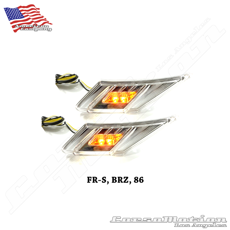 Scion FR-S, Subaru BRZ, Toyota 86 White/Amber LED Side Marker Blinker Lights with Clear Lens | PAIR