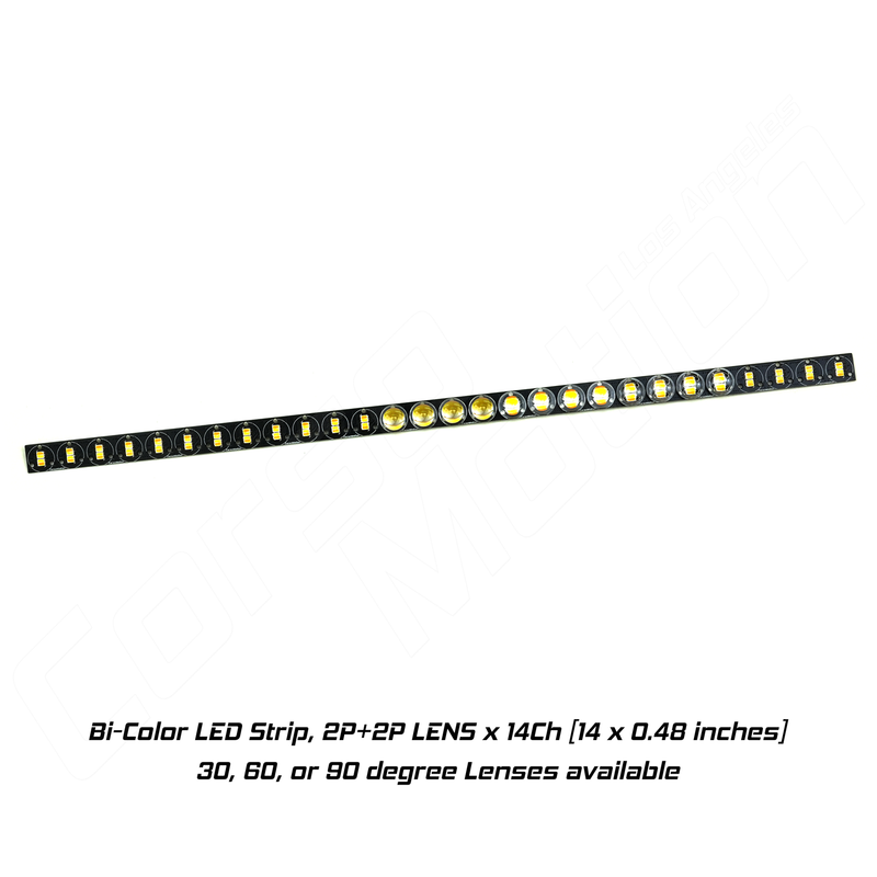 Bi-Color LED Strip, 2P+2P LENS x 14Ch [14 x 0.48 inches]