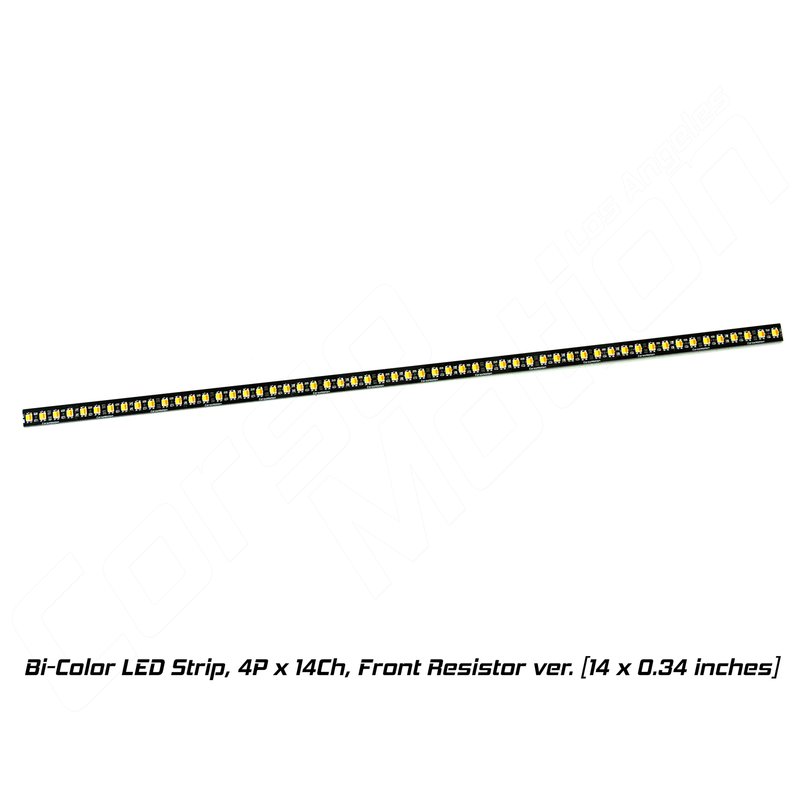 Bi-Color LED Strip, 4P x 14Ch, Front Resistor ver. [14 x 0.34 inches]